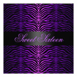 Modern Purple Zebra Print Sweet 16 Birthday Invite
