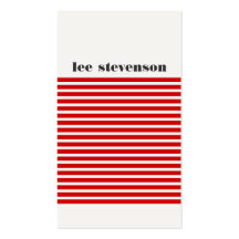 Modern Red and Black Striped Business Card