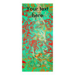 Modern red psychedelic on green background rack card