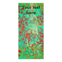Modern red psychedelic on green background rack card