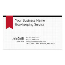 Modern Red Ribbon Bookkeeping Business Card
