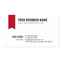 Modern Red Ribbon Header Business Card