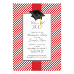 Modern Red Stripe Graduation Party Invitation