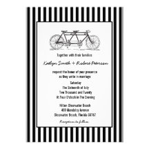 Modern Retro Tandem Bicycle Wedding Invitations