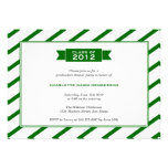 Modern ribbon green stripe graduation invitation
