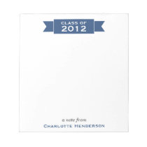Modern ribbon navy blue banner class year student notepads
