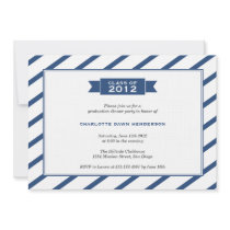 Modern ribbon navy stripe graduation invitation invitations