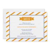 Modern ribbon orange stripe graduation invitation invitations