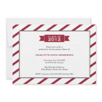 Modern ribbon red stripe graduation invitation invitations