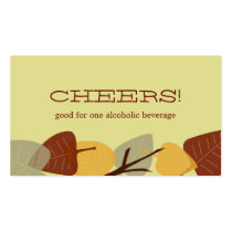 Modern scattered leaves autumn bar drink ticket business cards
