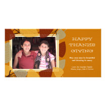 Modern scattered leaves thanksgiving blessing photo cards