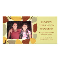 Modern scattered leaves thanksgiving blessing photo cards