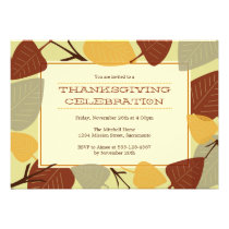 Modern scattered leaves thanksgiving celebration invitations