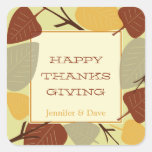 Modern scattered leaves thanksgiving celebration square stickers