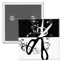 Modern Scissors Fashion Artists Hair Salons Pinback Button