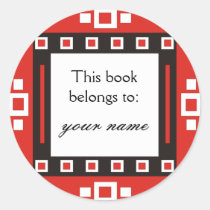 Modern Squares Personalised Bookplates stickers