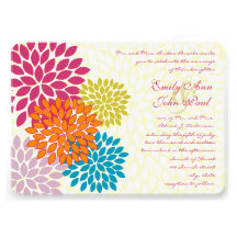 Modern Star Burst Flower Wedding Invitation