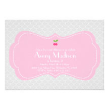Modern & Sweet Cherry Invitation - Pink and grey
