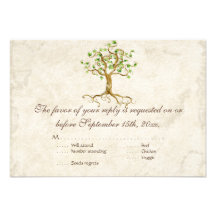 Modern Swirl Tree Roots Leaf Antique Parchment Custom Announcements
