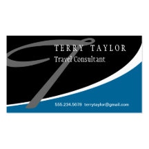 Modern Swoosh Monogram T Business Cards