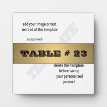 modern table number template plaque