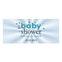 Modern Text Aqua Stars Funny Baby Shower Party Custom Invitations