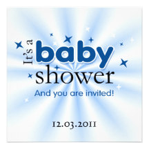 Modern Text Blue Stars Funny Baby Shower Party Invitation
