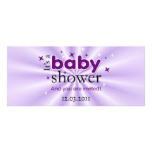 Modern Text Purple Stars Funny Baby Shower Party Personalised Announcements
