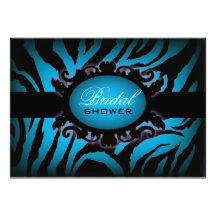 Modern turquoise zebra print cute Bridal Shower Invites
