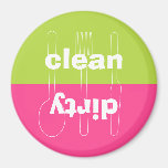 Modern utensil dirty clean preppy pink dishwasher fridge magnet