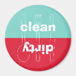 Modern utensil dirty clean red blue dishwasher magnet