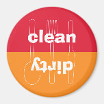 Modern utensil dirty clean red orange dishwasher refrigerator magnets