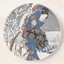 Modern Version of the Tale of Genji in Snow Scene Drink Coasters