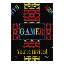 Modern Video Gamer Mosaic Personalised Invites