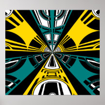 Modern yellow and teal circle design posters