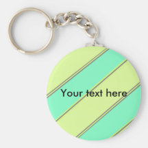 Modern yellow blue diagonal stripes keychain