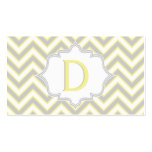 Modern yellow, grey chevron monogram personalised business card templates