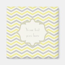 Modern yellow, grey, ivory chevron pattern custom refrigerator magnet