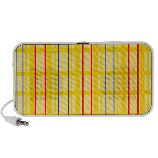 Modern yellow grid pattern with red blue stripes iPhone speaker