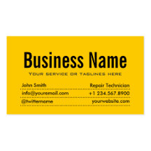 Modern Yellow Repair Technician Business Card