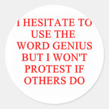 modest genius joke sticker