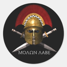 Molon Labe Spartan Skull Round Sticker