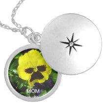"Mom" With Yellow Pansy Lockets