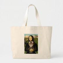 Mona Lisa - Brown Tabby Tiger cat Canvas Bags