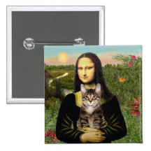 Mona Lisa - Brown Tabby Tiger cat Pin