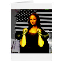 Mona Lisa with KettleBells Greeting Cards