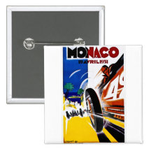 Monaco 1931 Grand Prix - Vintage Race Poster Buttons
