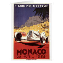 Monaco 1935 Grand Prix poster design Cards