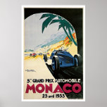 Monaco Grand Prix Automobile Vintage Poster Art
