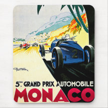 Monaco Grand Prix Car Race Travel Art Mouse Mats